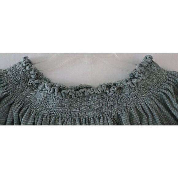 Free People OB506227 Women's Sz S Green Striped Lexington Off The Shoulder Top - Picture 7 of 8